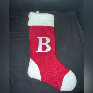 Inter-American Products Monogram Initial B Christmas Stocking Red White Knit